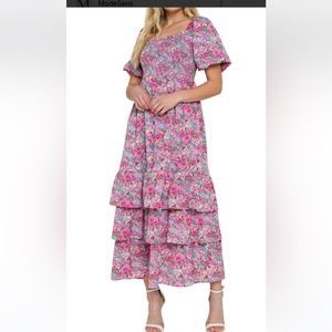 EUC English factory tiered floral maxi